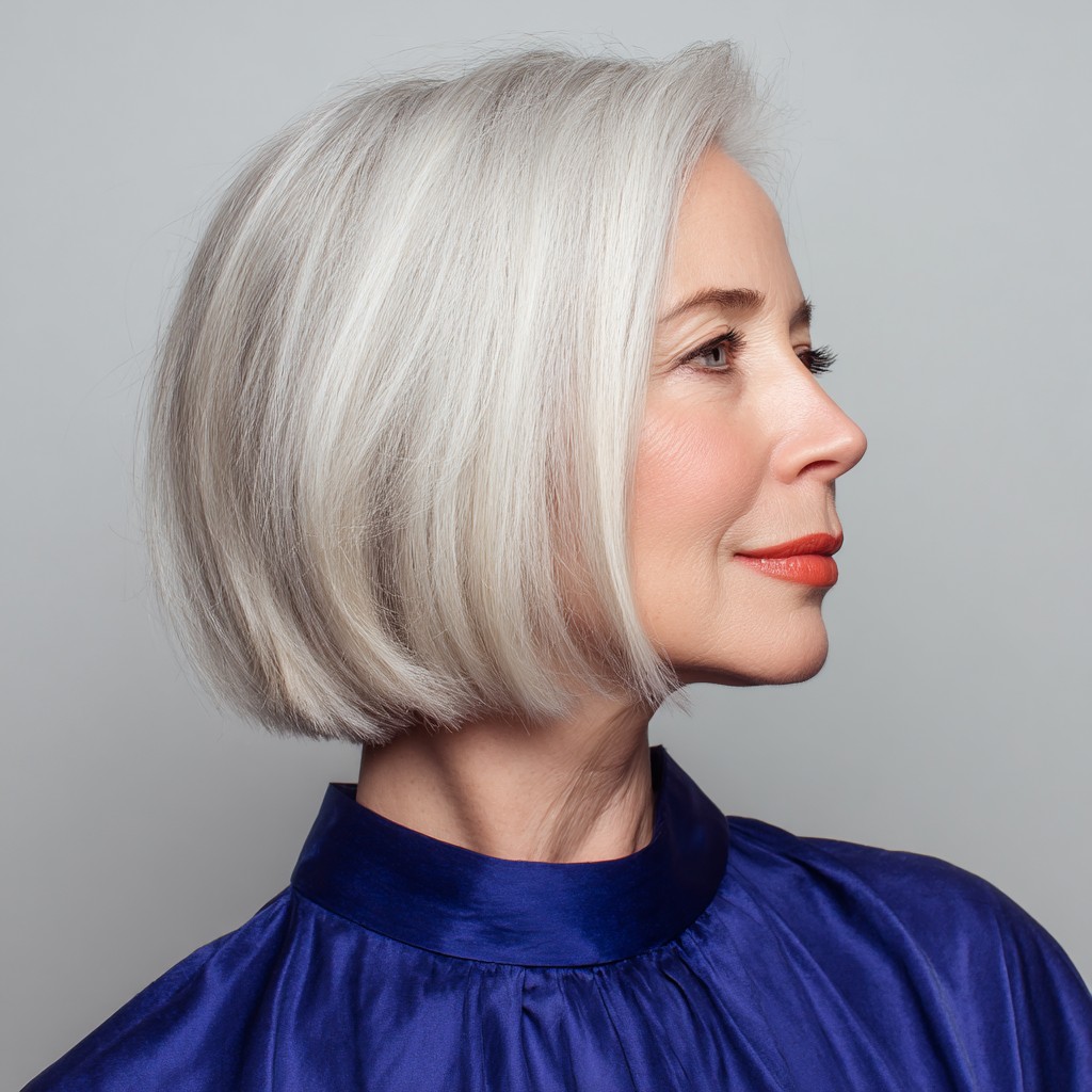 Chic Textured Silver Bob with Soft Movement