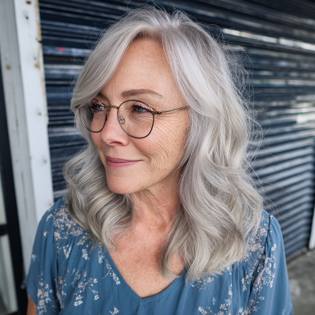 Elegant Soft Silver Waves with Subtle Volume