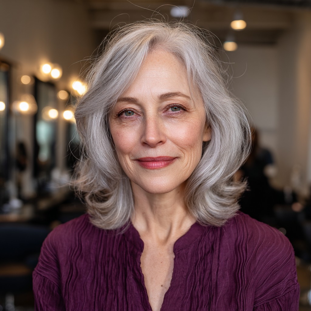 Elegant Softly Layered Silver Cut with Gentle Waves