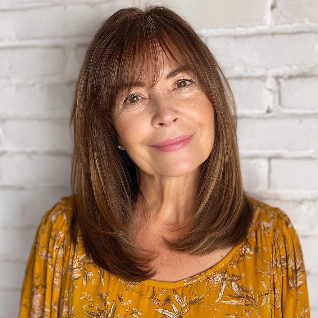 Sleek Medium-Length Cut with Face-Framing Bangs