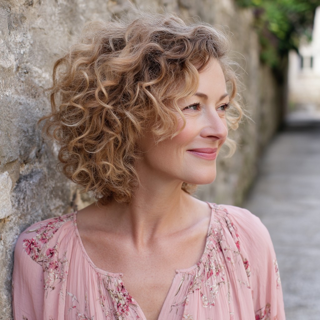 Soft Curly Lob with Natural Texture