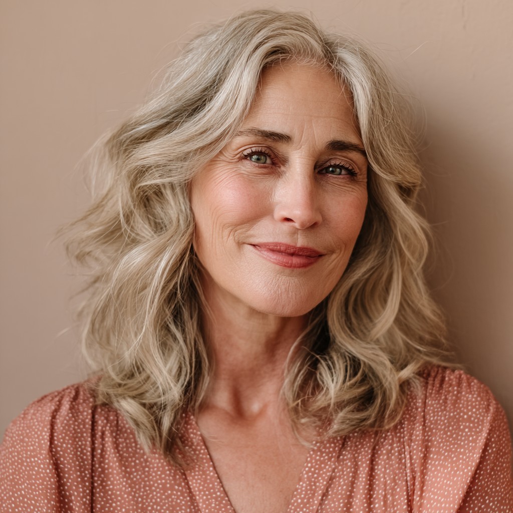Soft Layered Silver Waves with Natural Movement
