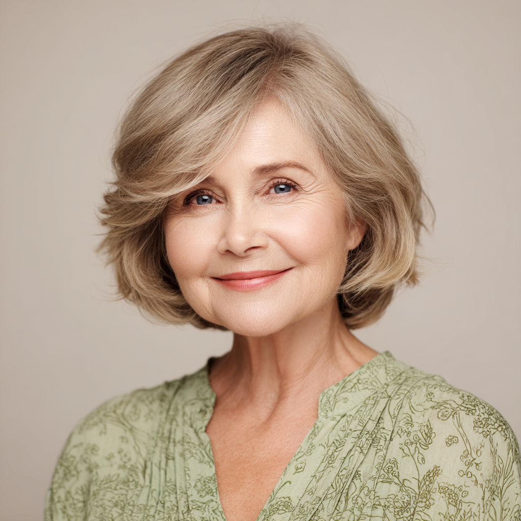 Softly Layered Ash Blonde Bob with Natural Volume