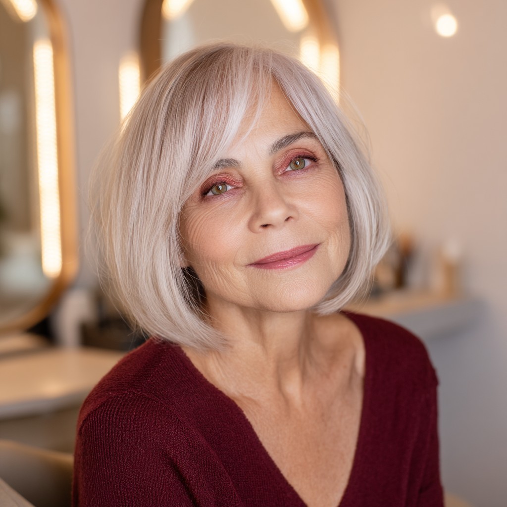 Softly Textured Velvet Edge Bob with Gentle Layers