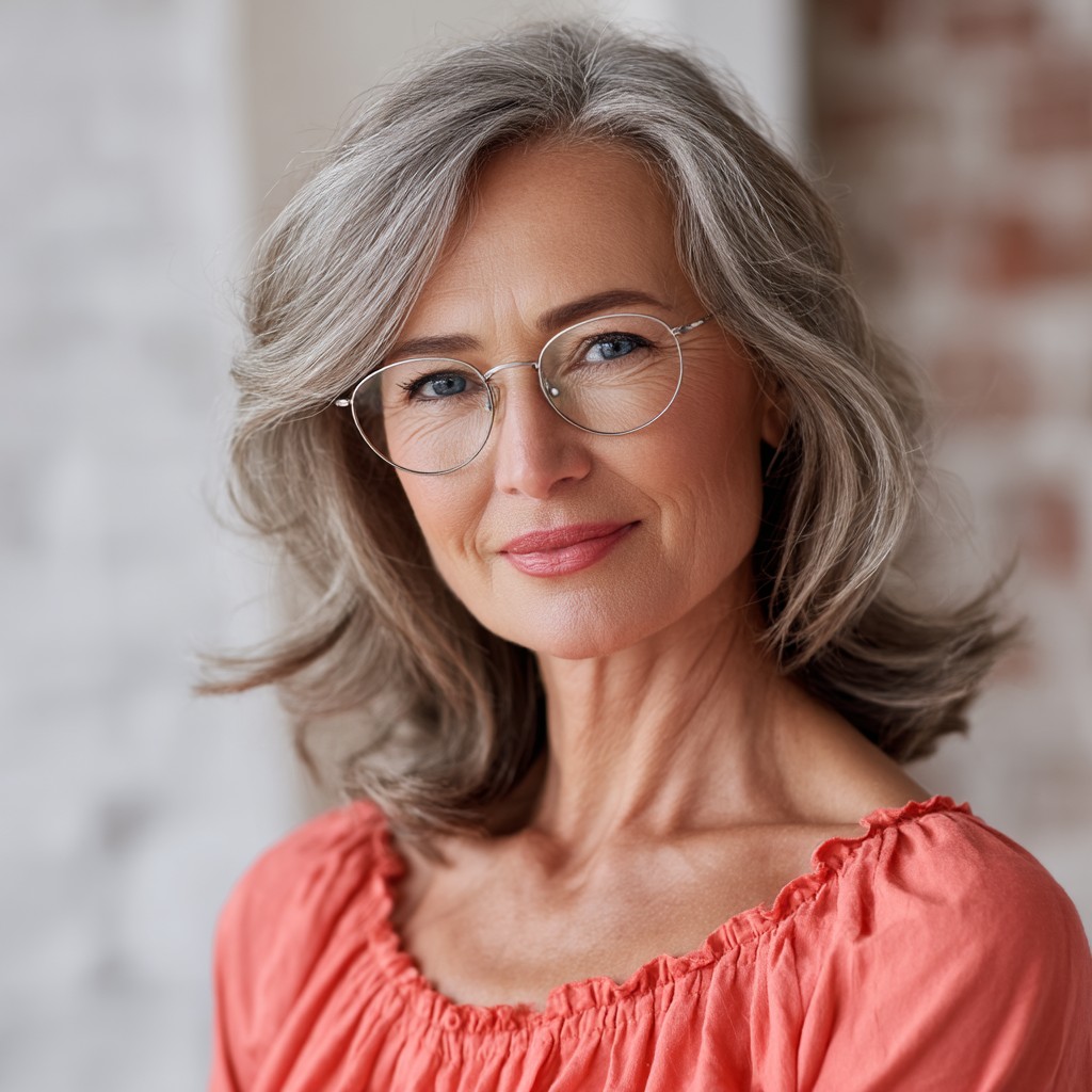 Stylish Soft Layered Gray Haircut for Ageless Charm