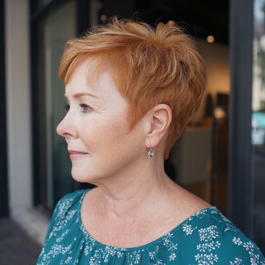 Textured Copper Pixie Cut with Defined Layers