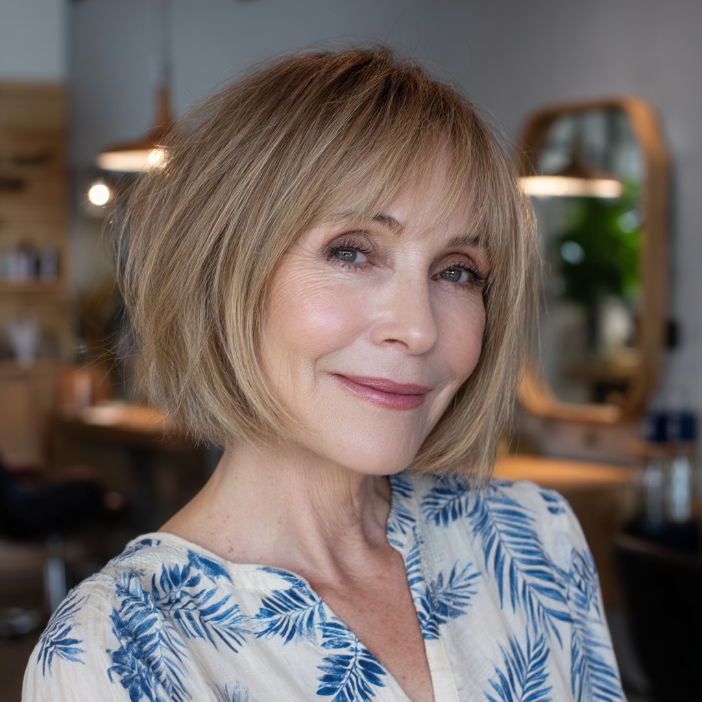 Textured Velvet Edge Bob with Soft Bangs