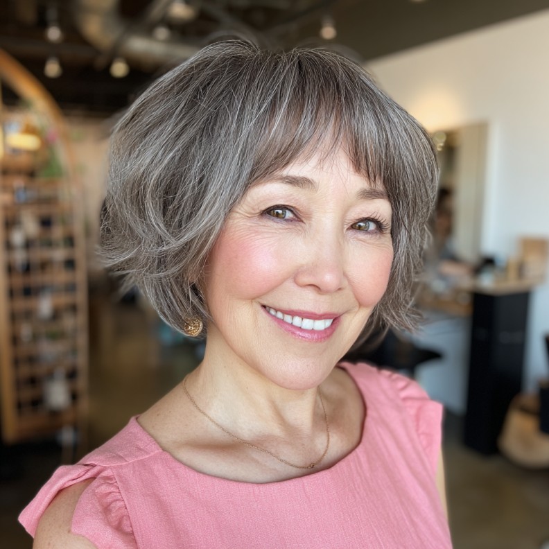 Chic Textured Bob with Playful Choppy Bangs