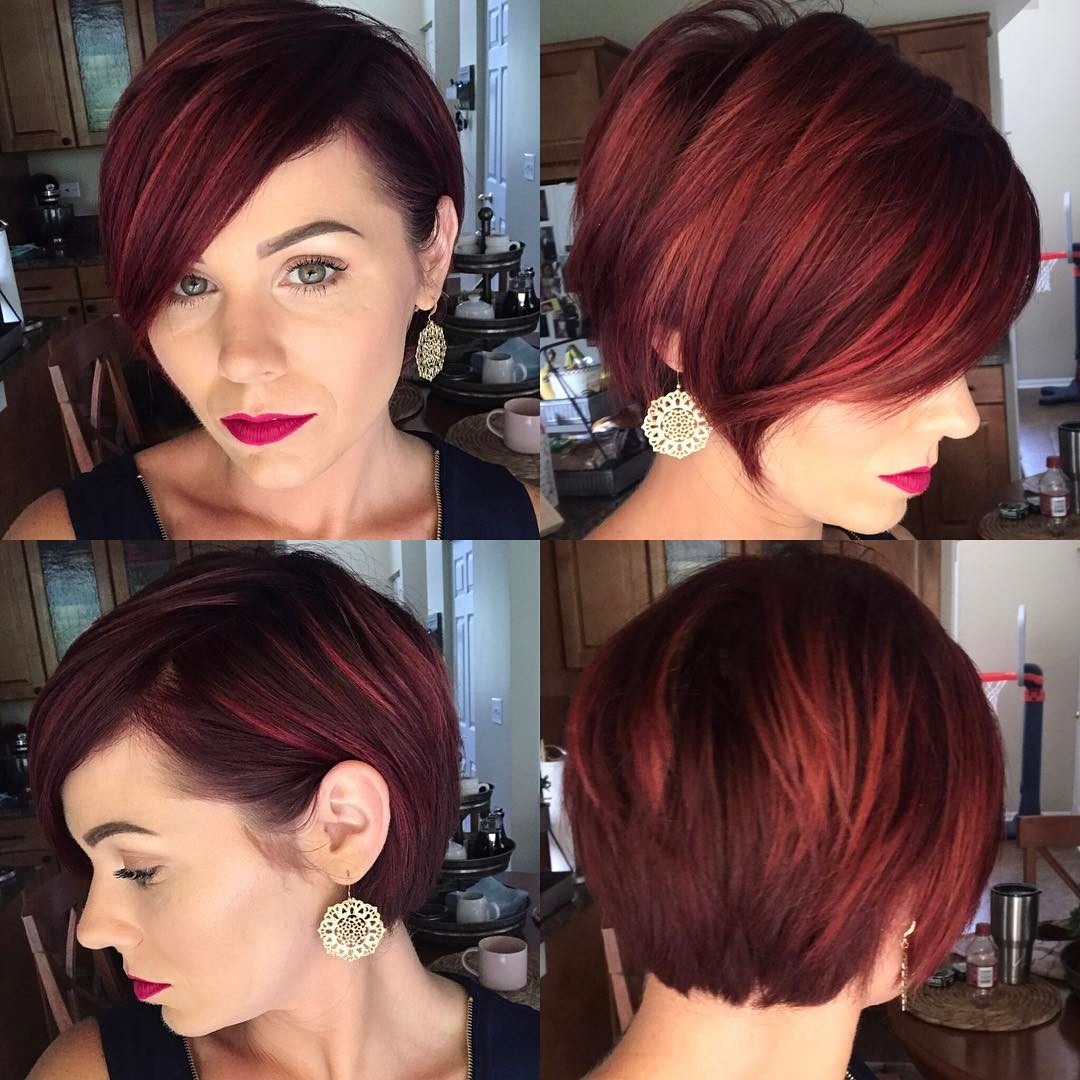 Bold Burgundy Asymmetrical Pixie Cut with Subtle Layers