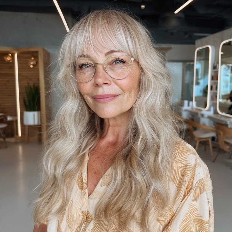 Chic Long Layered Haircut with Soft Choppy Bangs