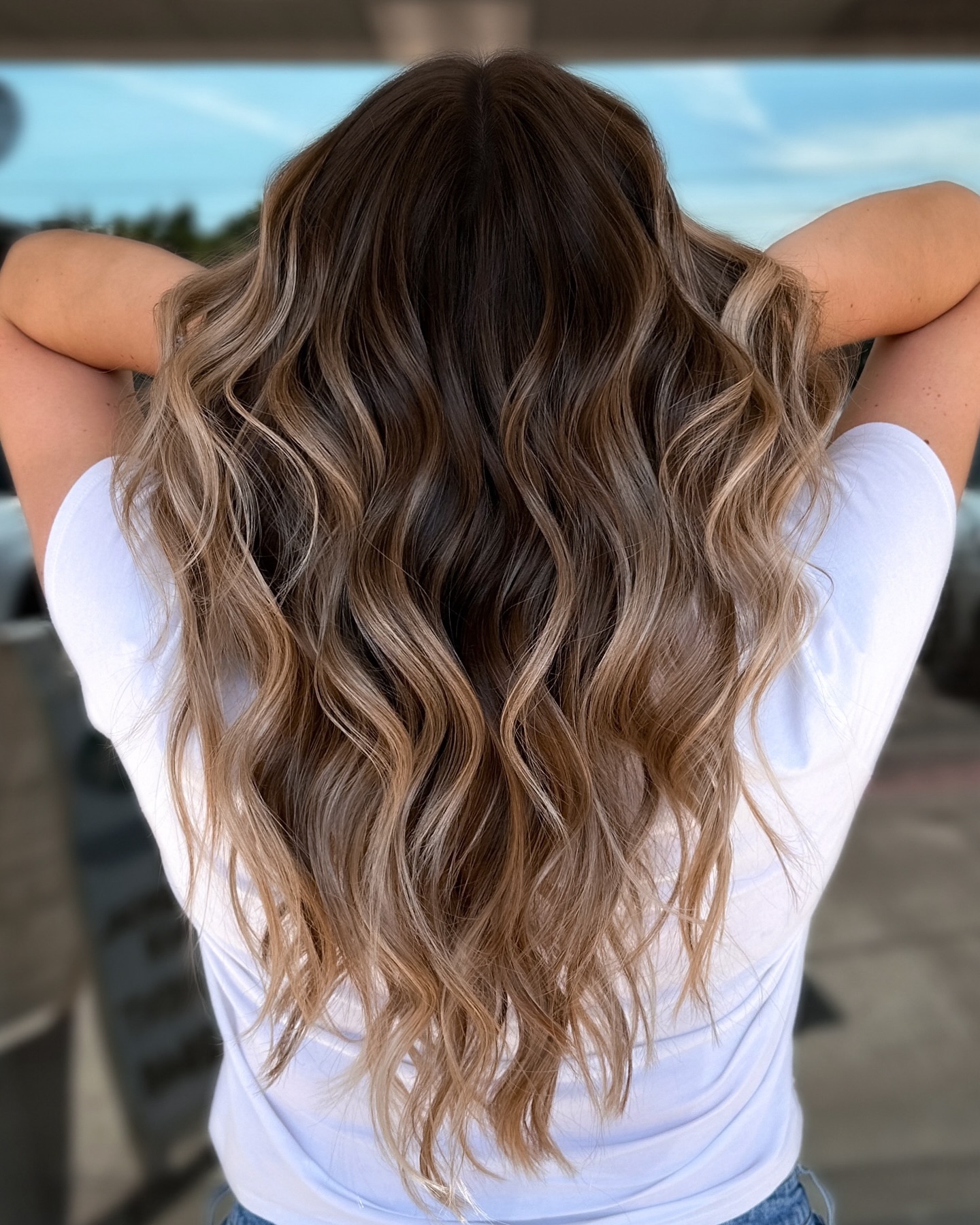 Chic Long V-Cut with Sunlit Balayage