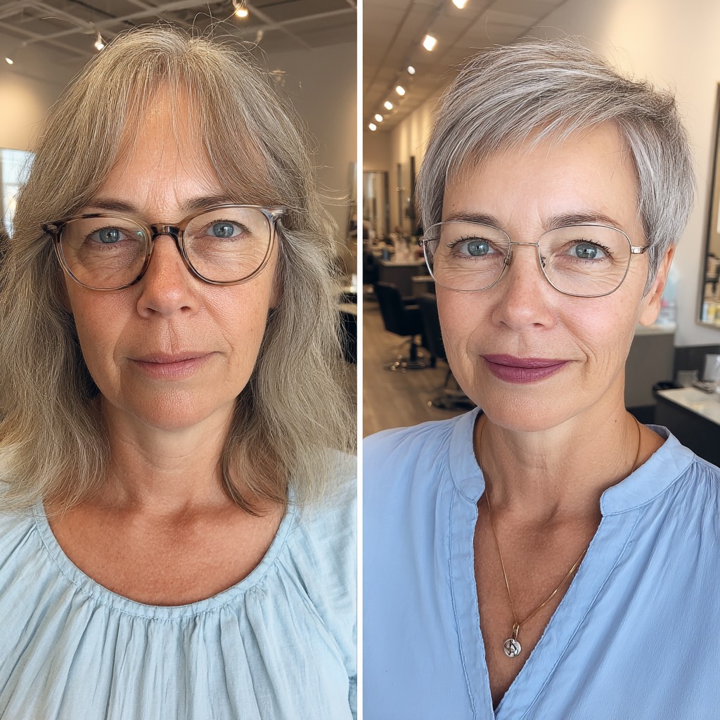 Chic Short Textured Pixie with Bright Silver Highlights