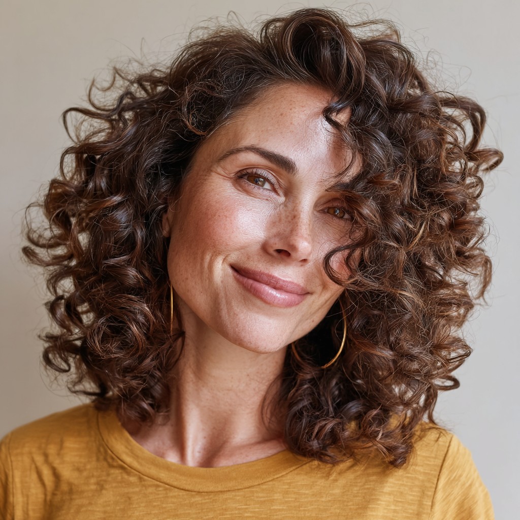 Chic Shoulder-Length Curly Cut with Defined Curls
