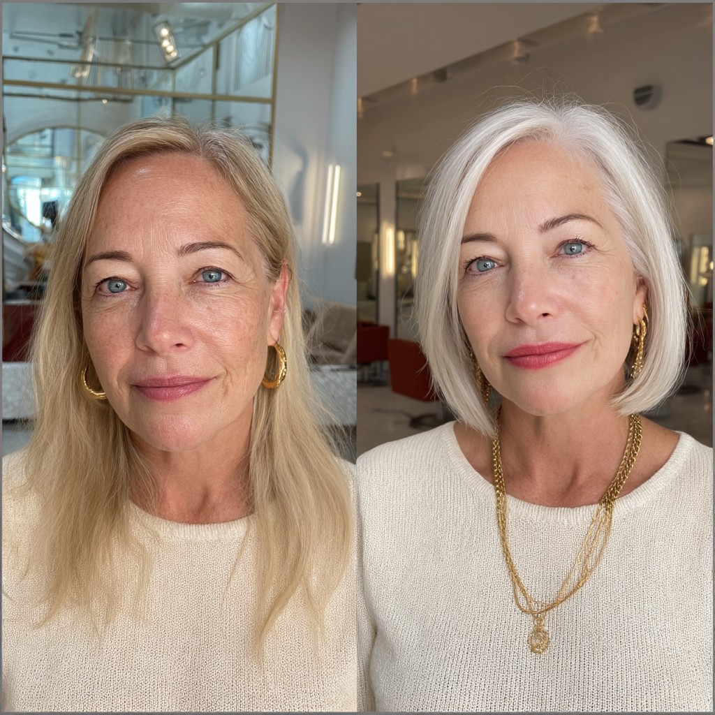 Chic Silver Blunt Bob with Subtle Layering