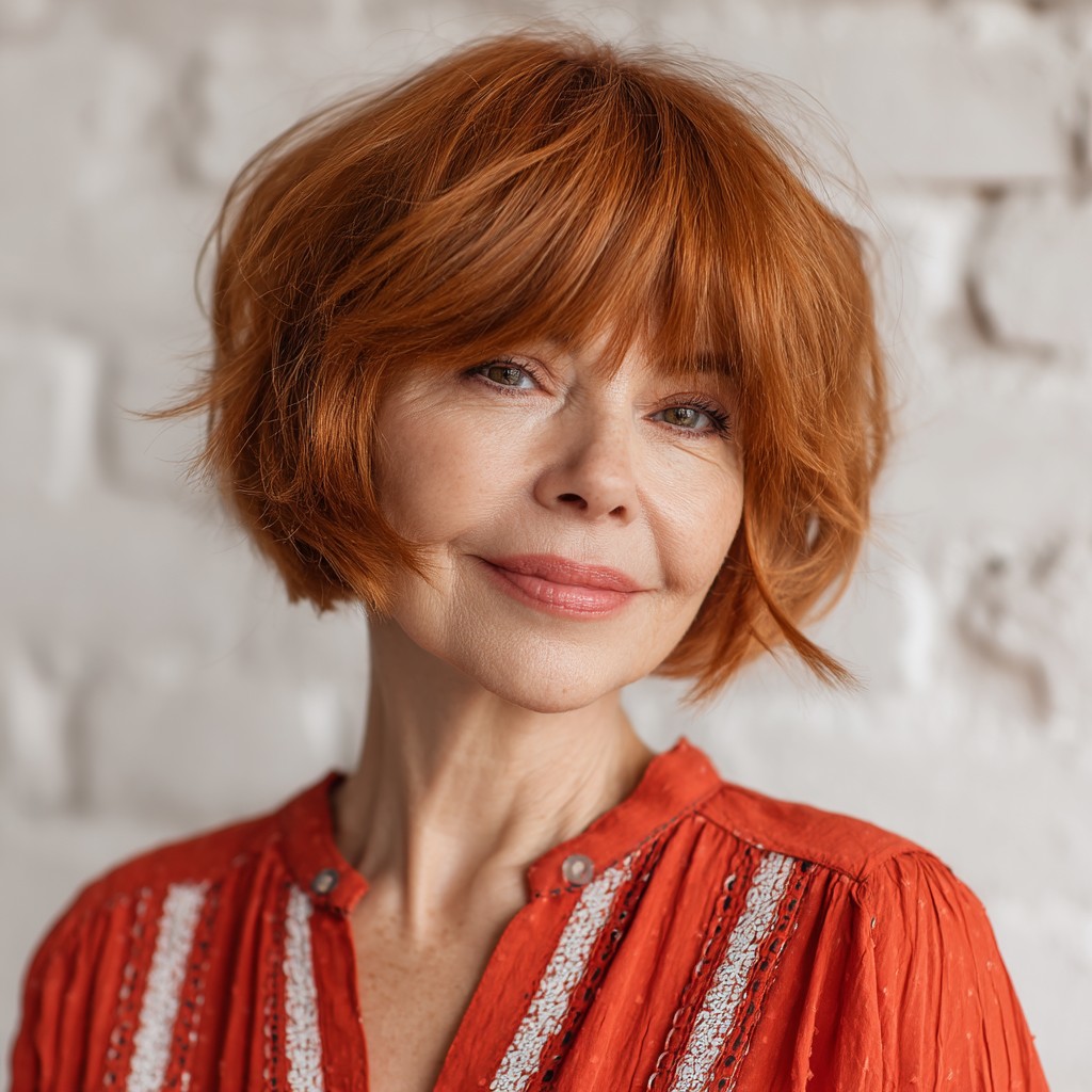 Chic Textured Bob with Wispy Bangs