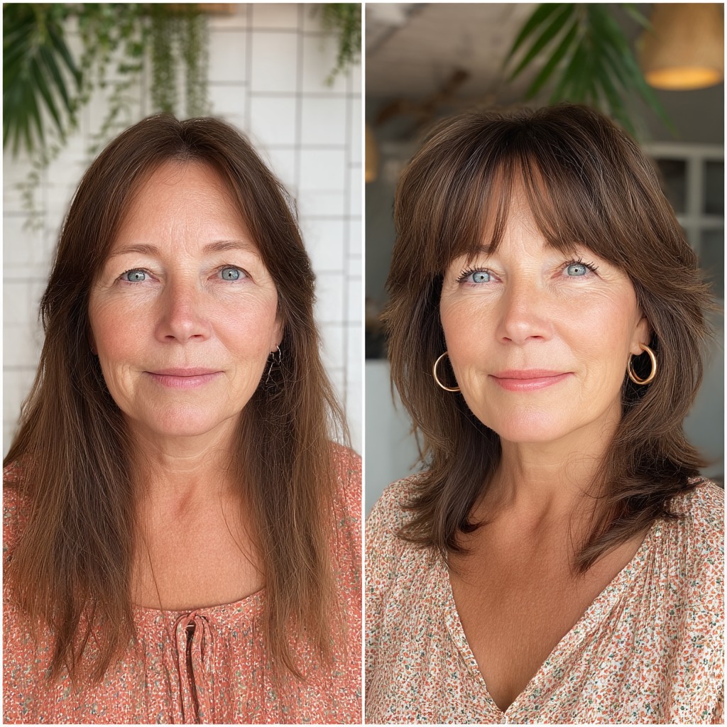 Chic Textured Mid-Length Cut with Soft Bangs