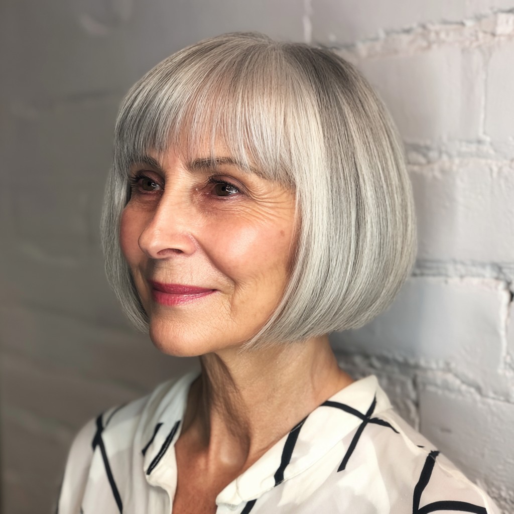 Classic Blunt Bob with Soft Fringe