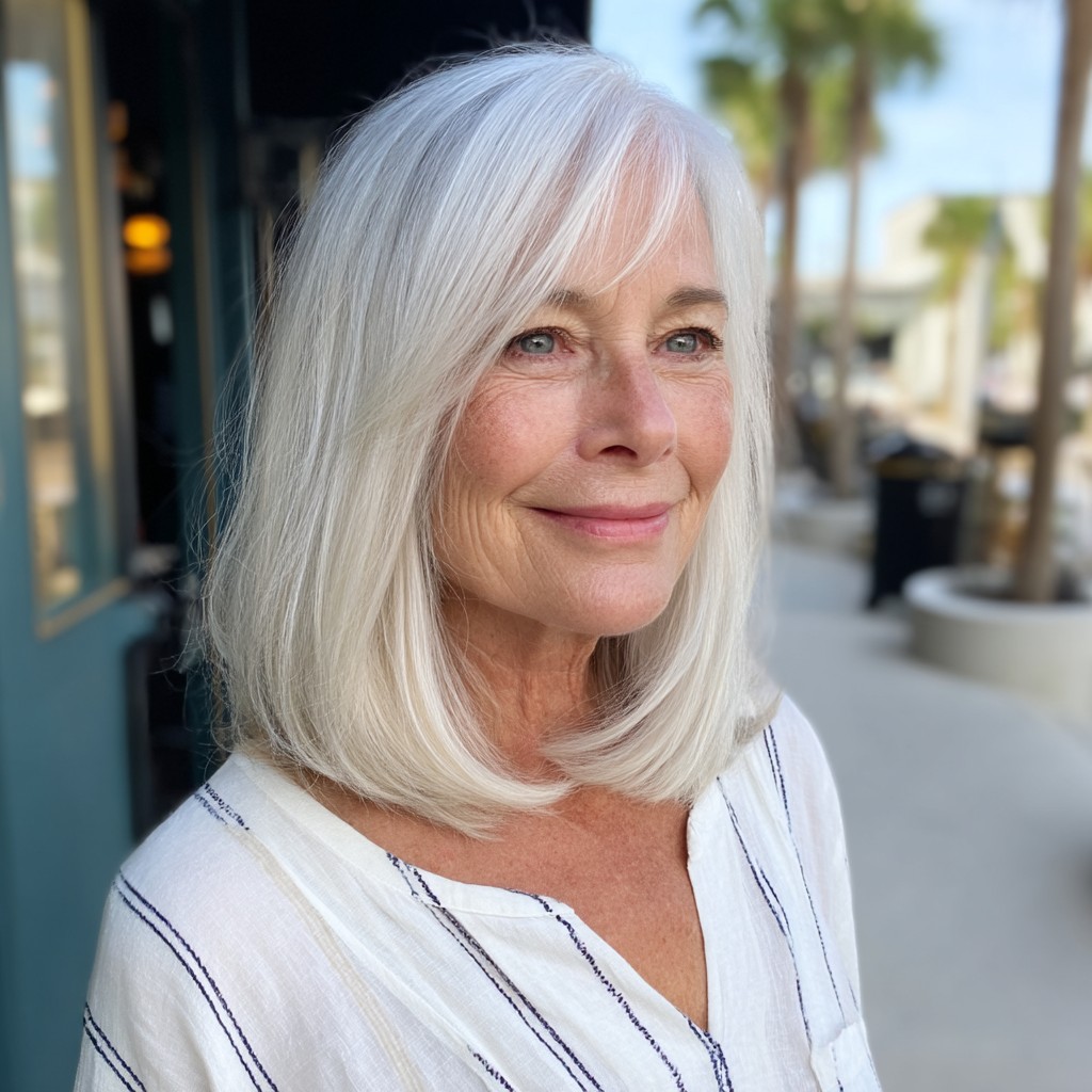 Classic Shoulder-Length Silver Cut with Soft Layers