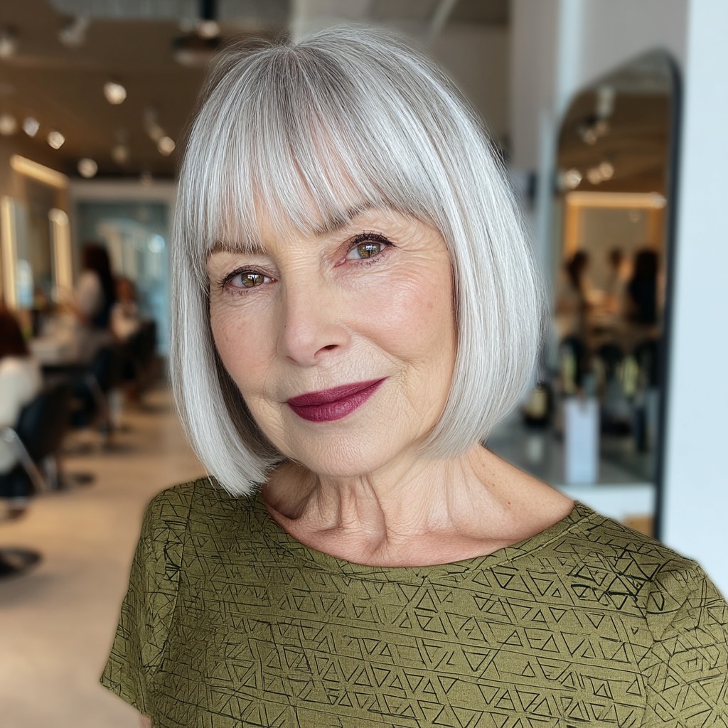 Classic Silver Bob with Soft Bangs