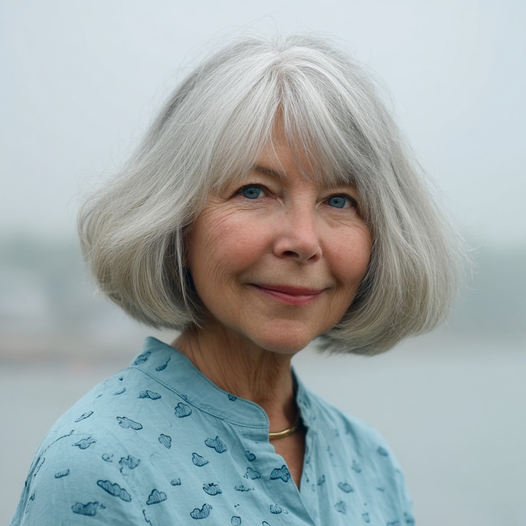 Classic Textured Silver Bob with Soft Layers