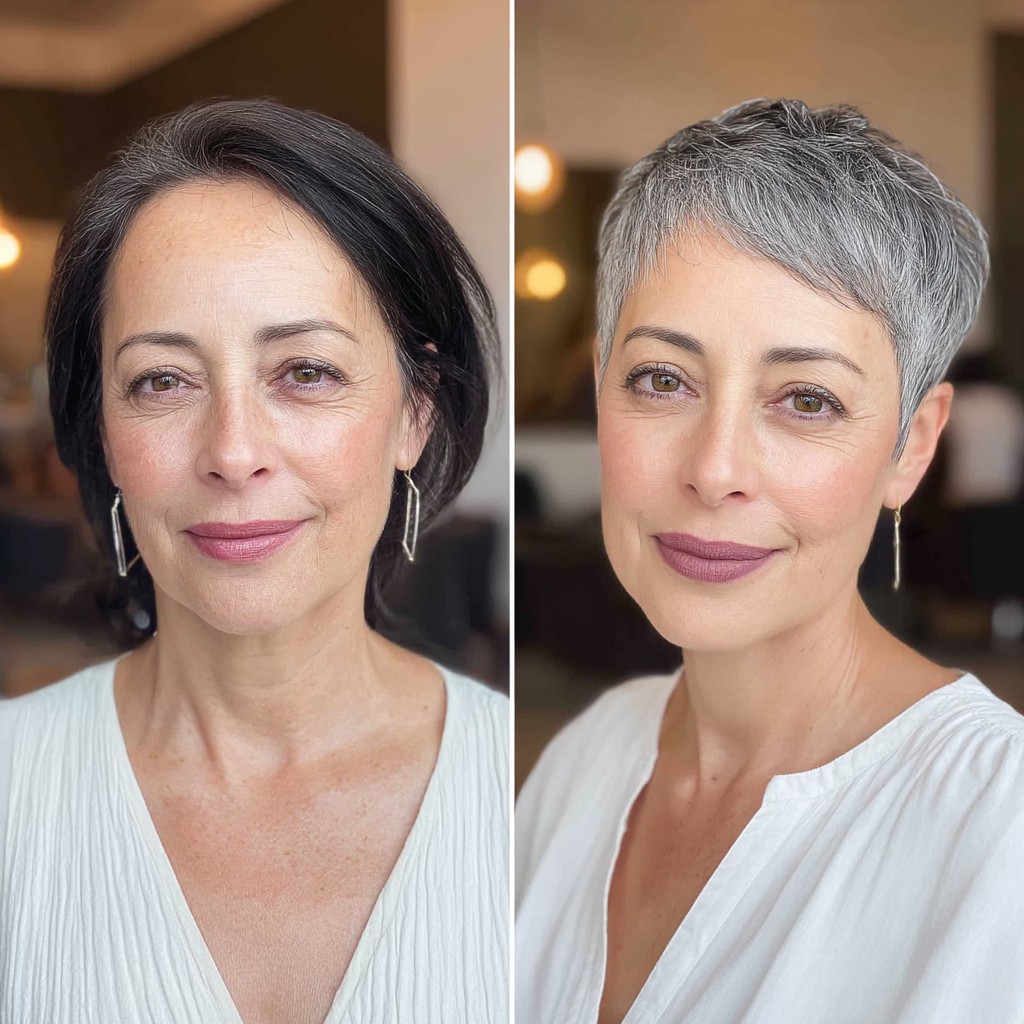 Contemporary Textured Silver Pixie Cut