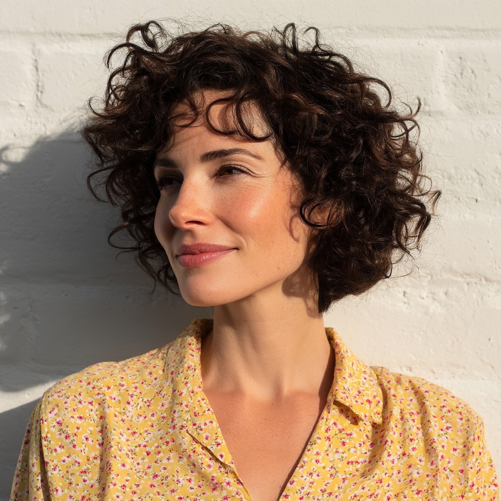 curly bob with soft layers