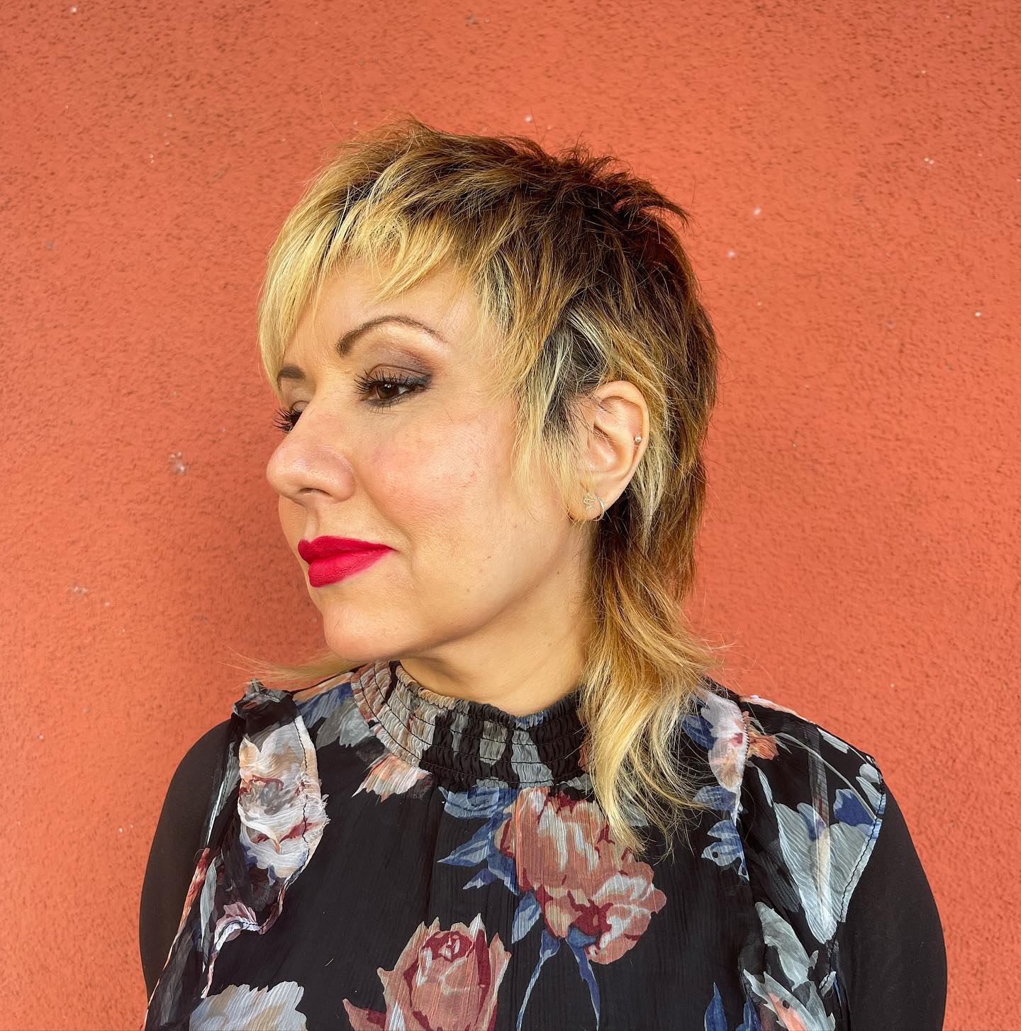 Edgy Textured Mullet with Playful Choppy Bangs