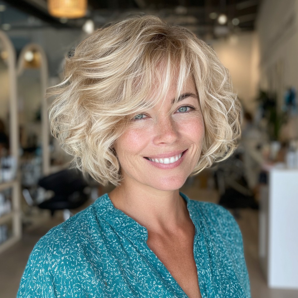 Effortlessly Chic Curly Bob with Soft Layers