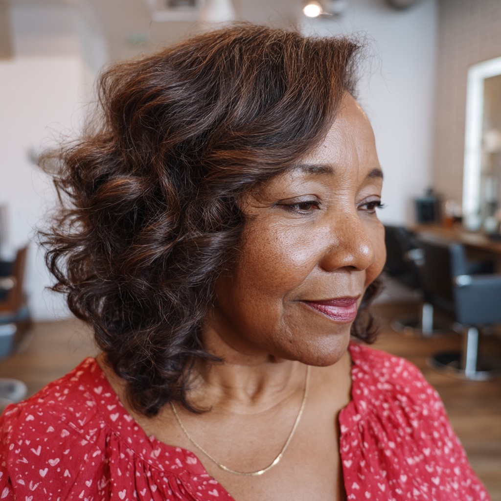 Elegant Choppy Layers for Natural Textured Hair