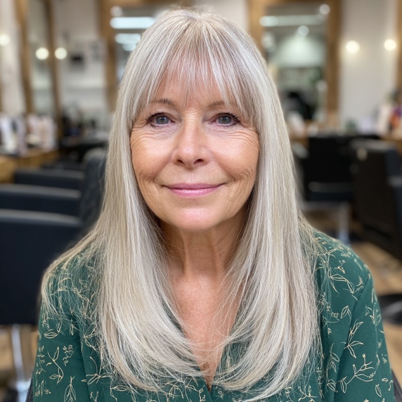 Elegant Long Hair with Subtle Choppy Bangs