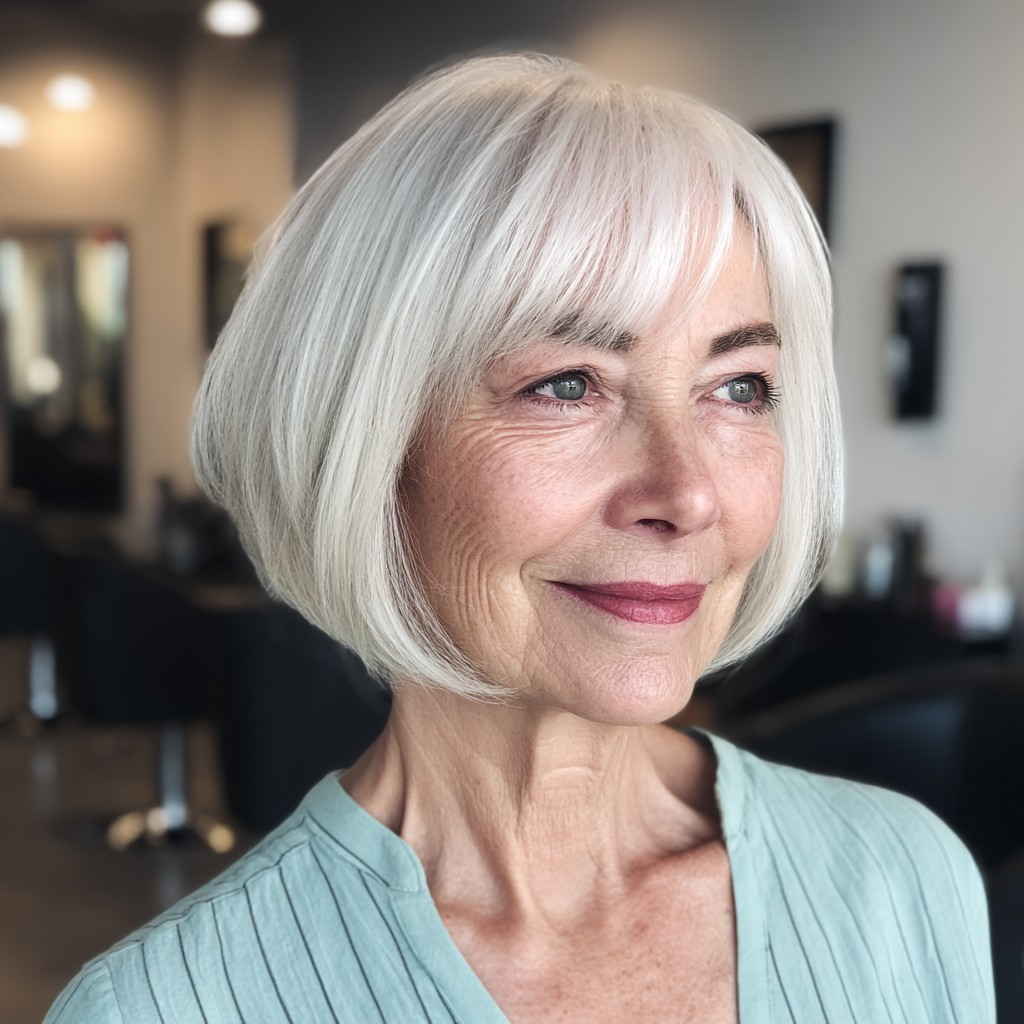 Elegant Soft Blunt Bob with Wispy Bangs