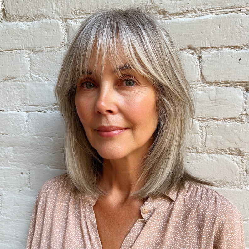 Elegant Soft Choppy Bangs with Layered Tresses