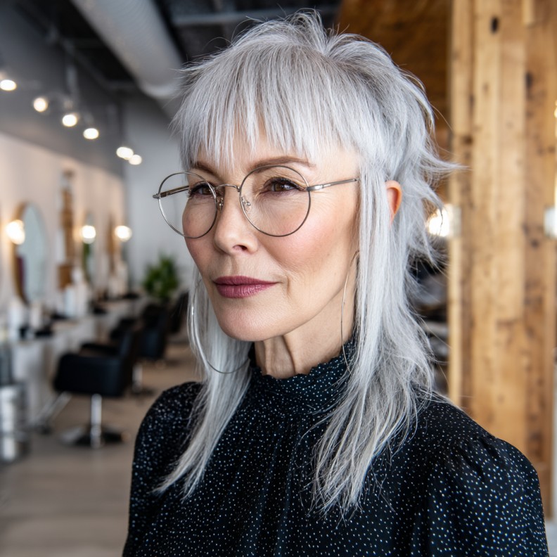 Modern Textured Mullet with Wispy Layers