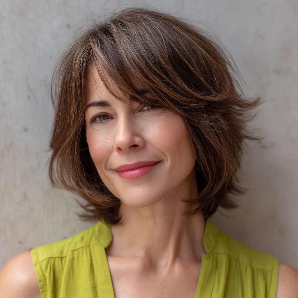 Soft Textured Layers with Face-Framing Bangs