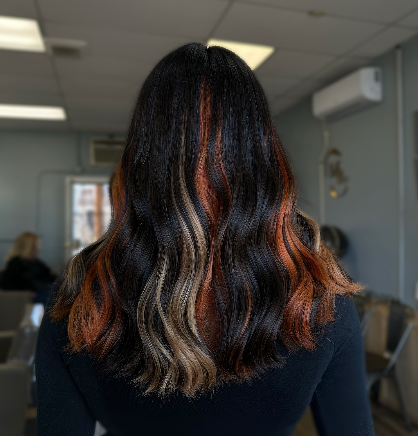 Striking Calico Layered Cut with Fiery Accents