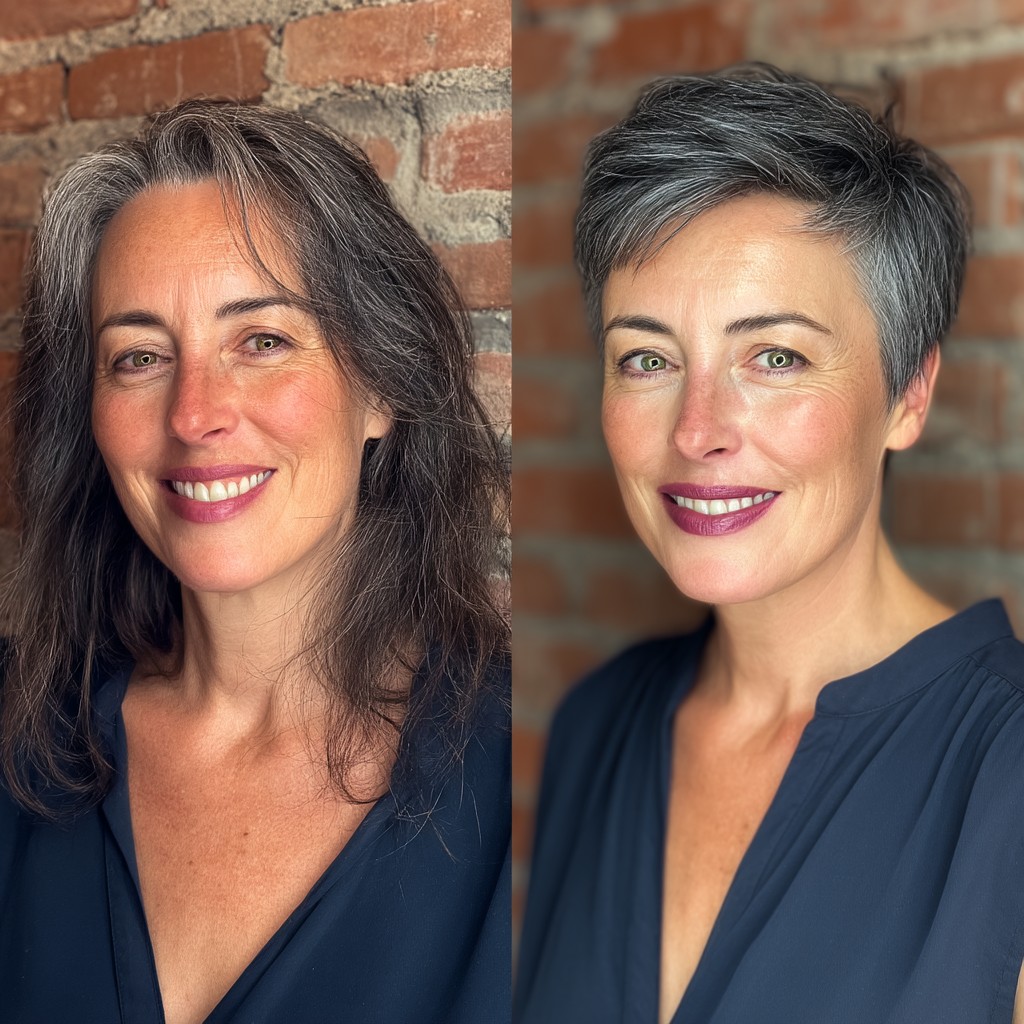 Stylish Textured Pixie Cut with Silver Highlights
