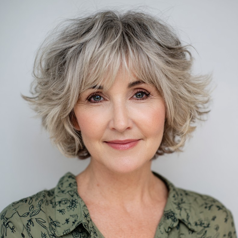Textured Choppy Bangs with Playful Volume