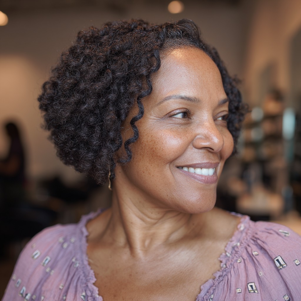 Textured Curly Inverted Bob with Defined Curls