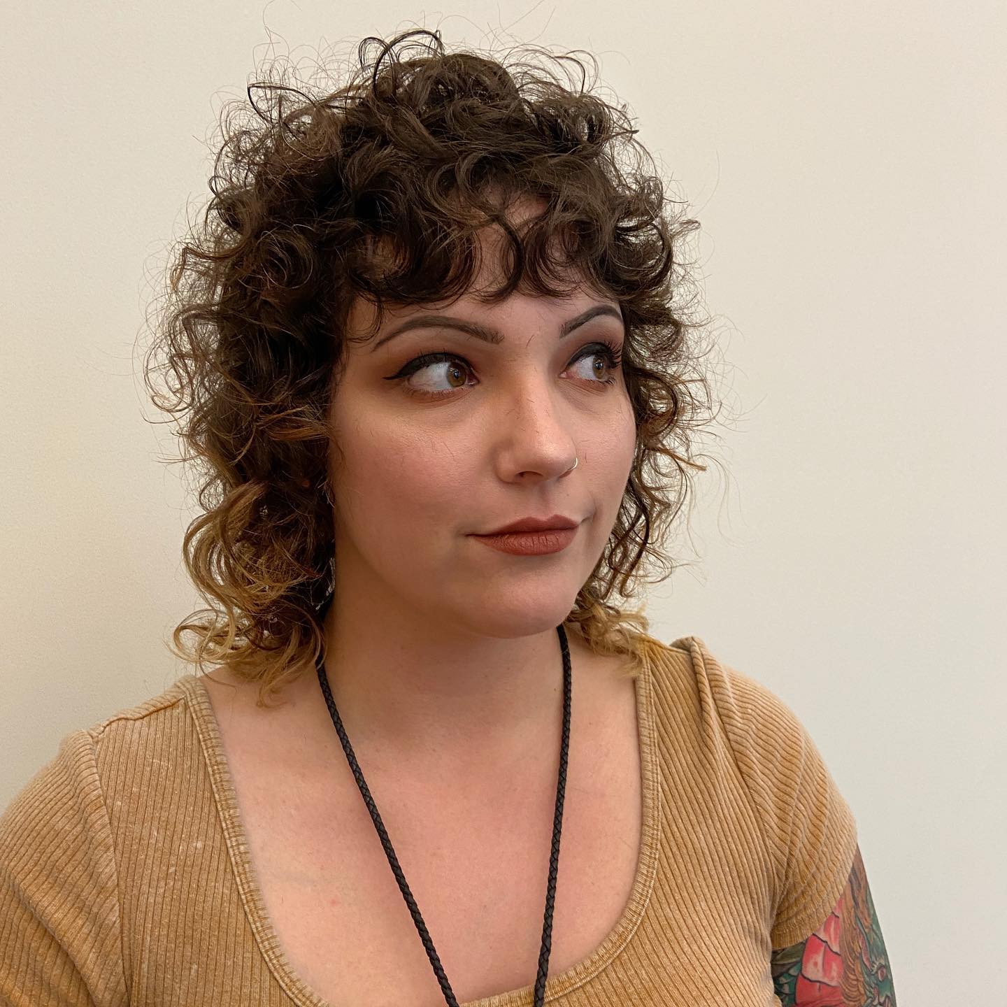 Textured Modern Mullet with Soft Curls