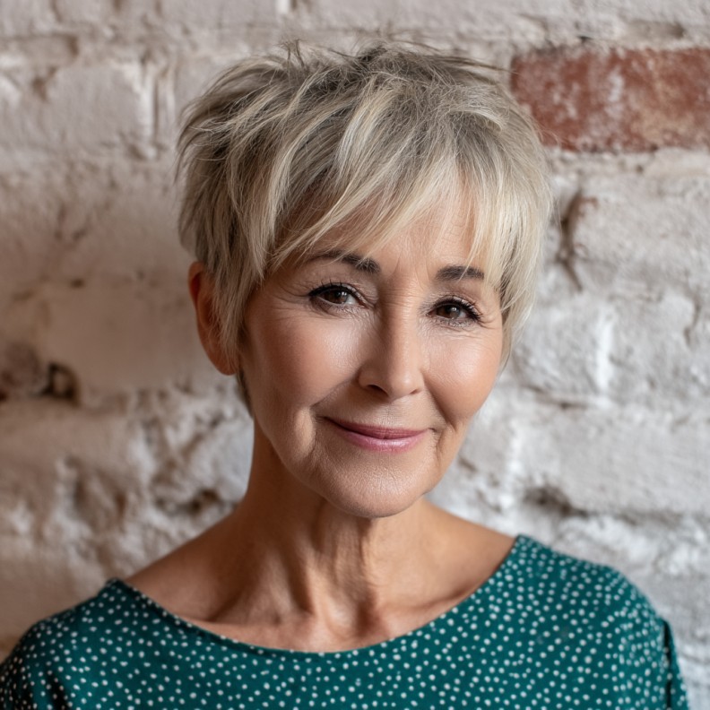 Textured Short Pixie Cut with Playful Choppy Bangs