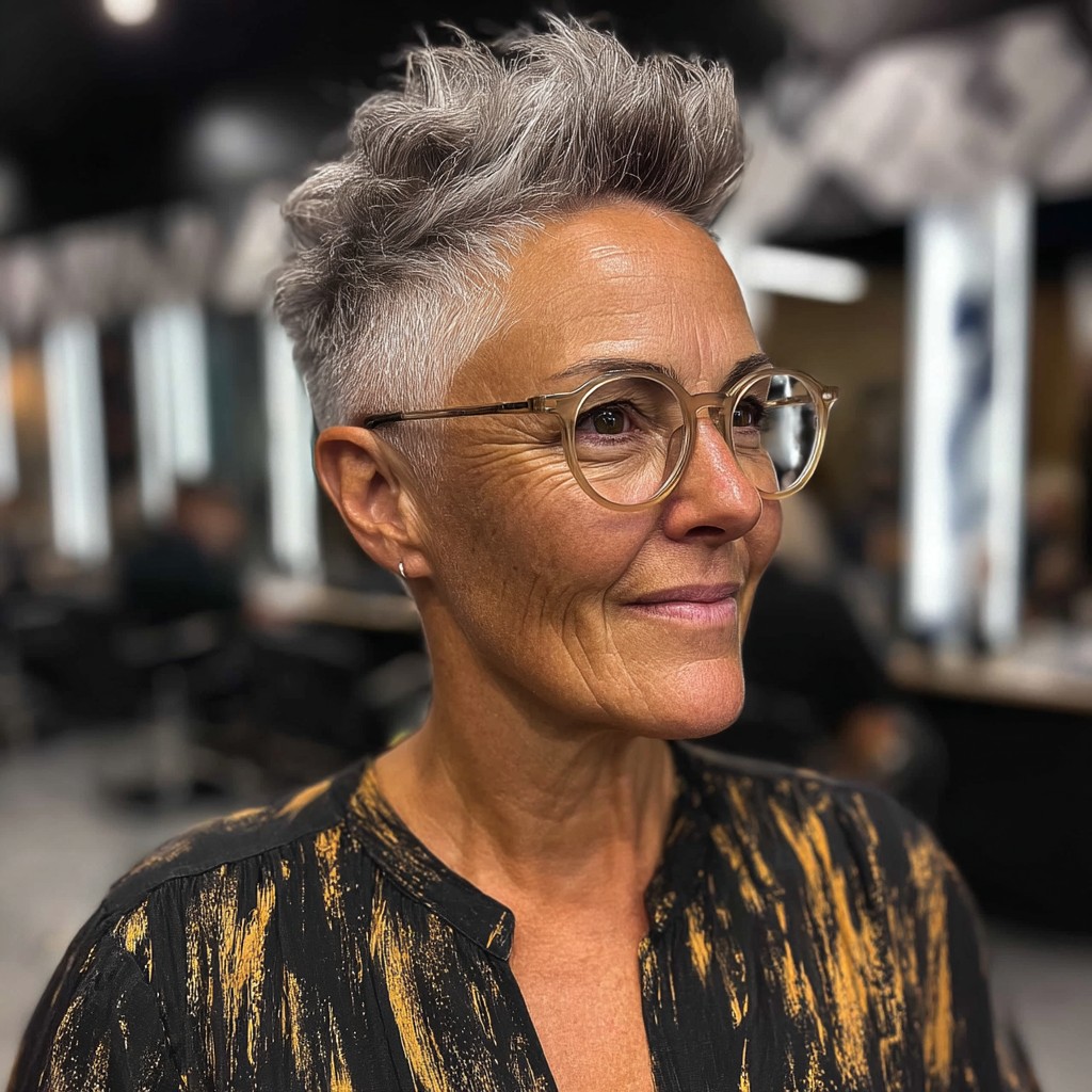 Textured Silver Faux Hawk with Tapered Sides