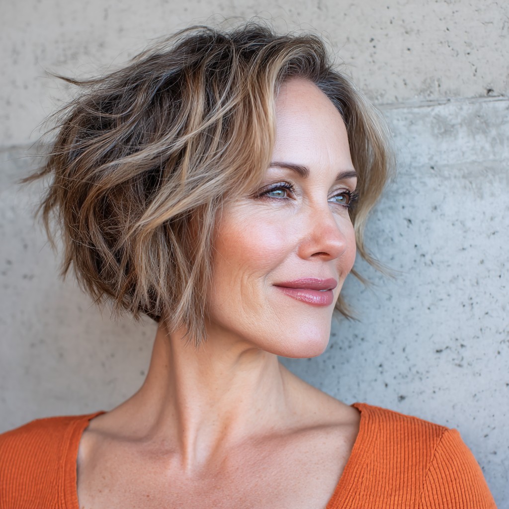 Textured Wavy Bob with Soft Highlights