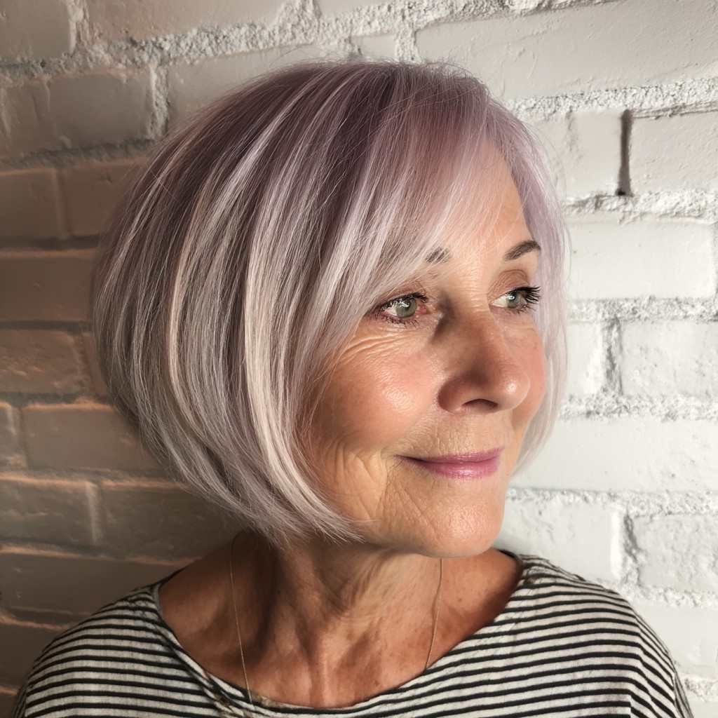 Trendy Soft Lavender Bob with Subtle Layers