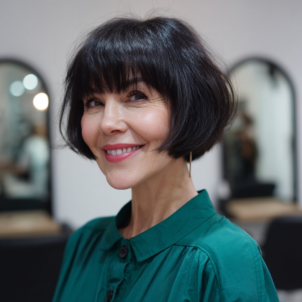 Chic Textured Bob with Soft Bangs