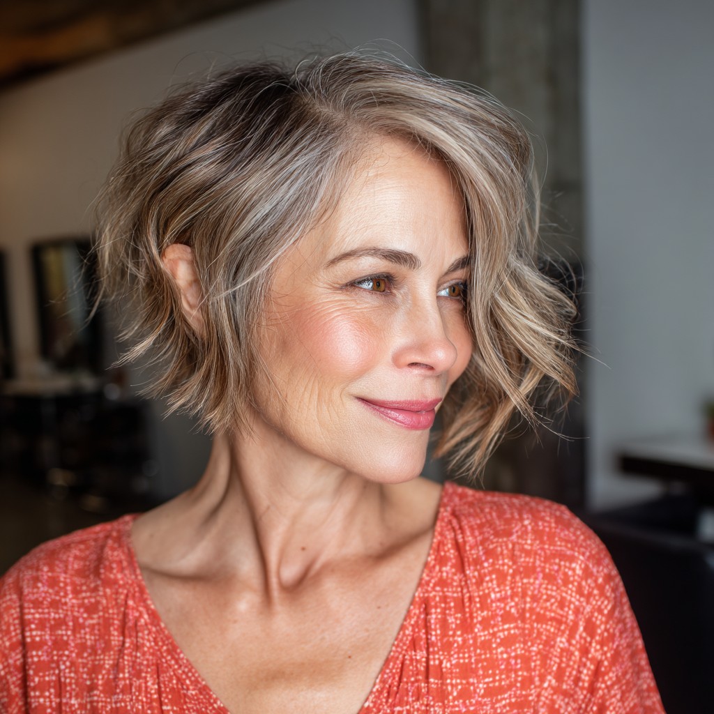 Chic Textured Layered Bob with Soft Waves
