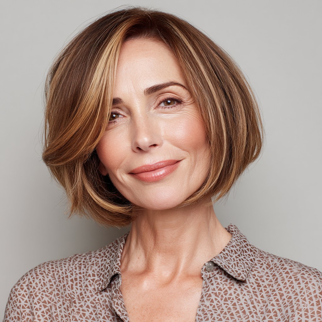 Chic Textured Bob with Subtle Highlights