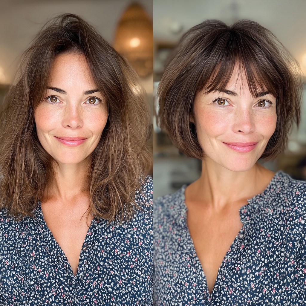Chic Textured Bob with Soft Bangs