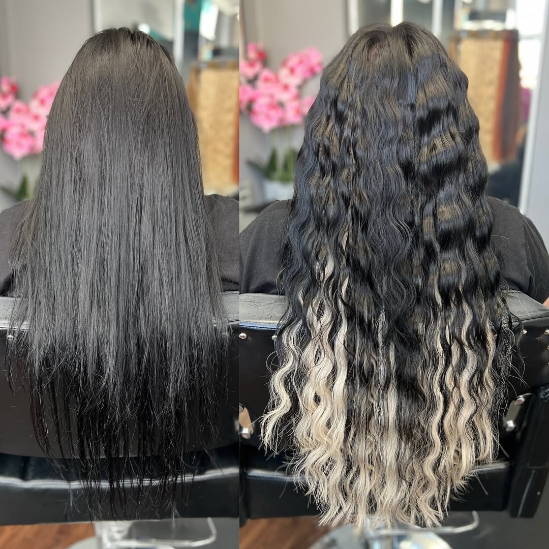 Bold Crimped Hair with Lightened Ends