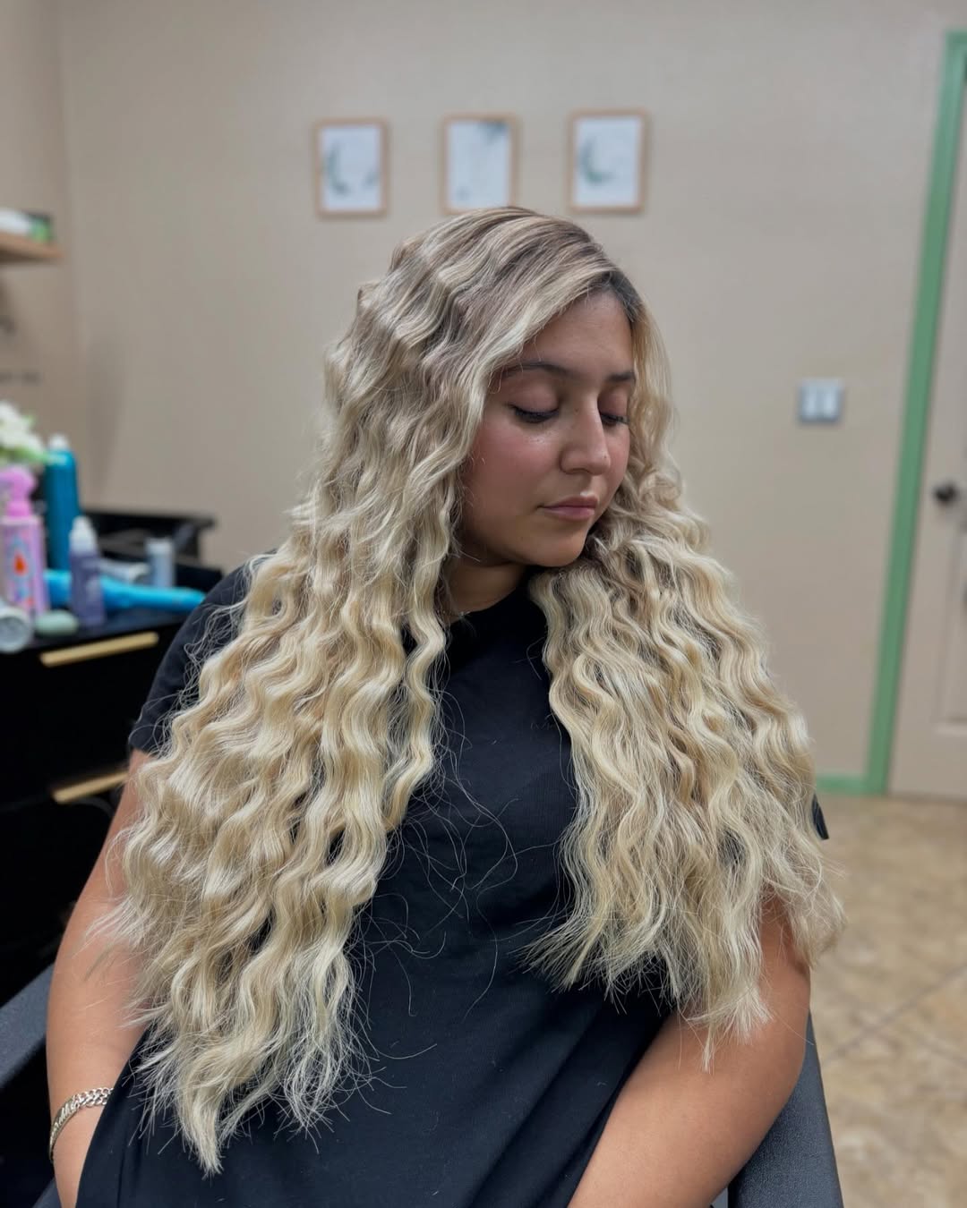 Bold Crimped Long Tresses with Warm Undertones