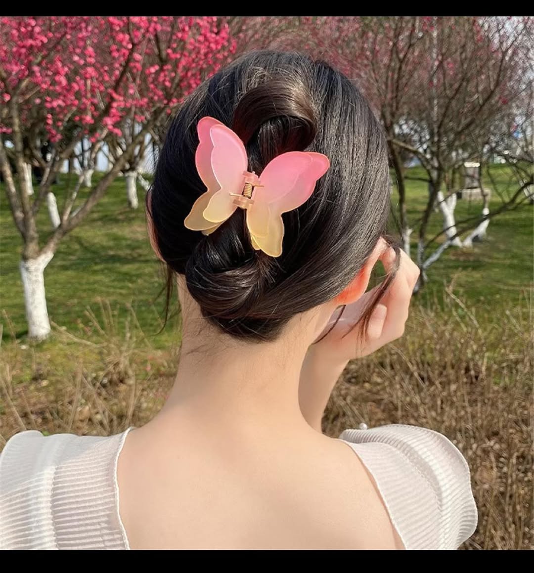 Charming Butterfly Claw Clip Updo for Long Hair